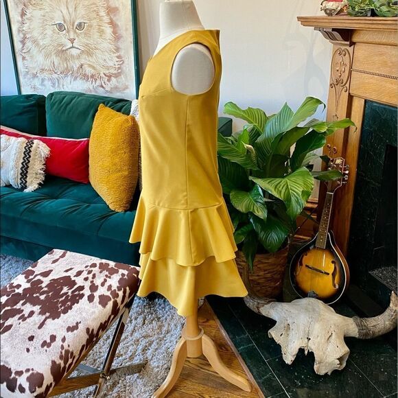 Killer Retro True Vintage 1970’s Marigold Tiered Ruffle Hem Drop Waist Dress - Picture 7 of 14